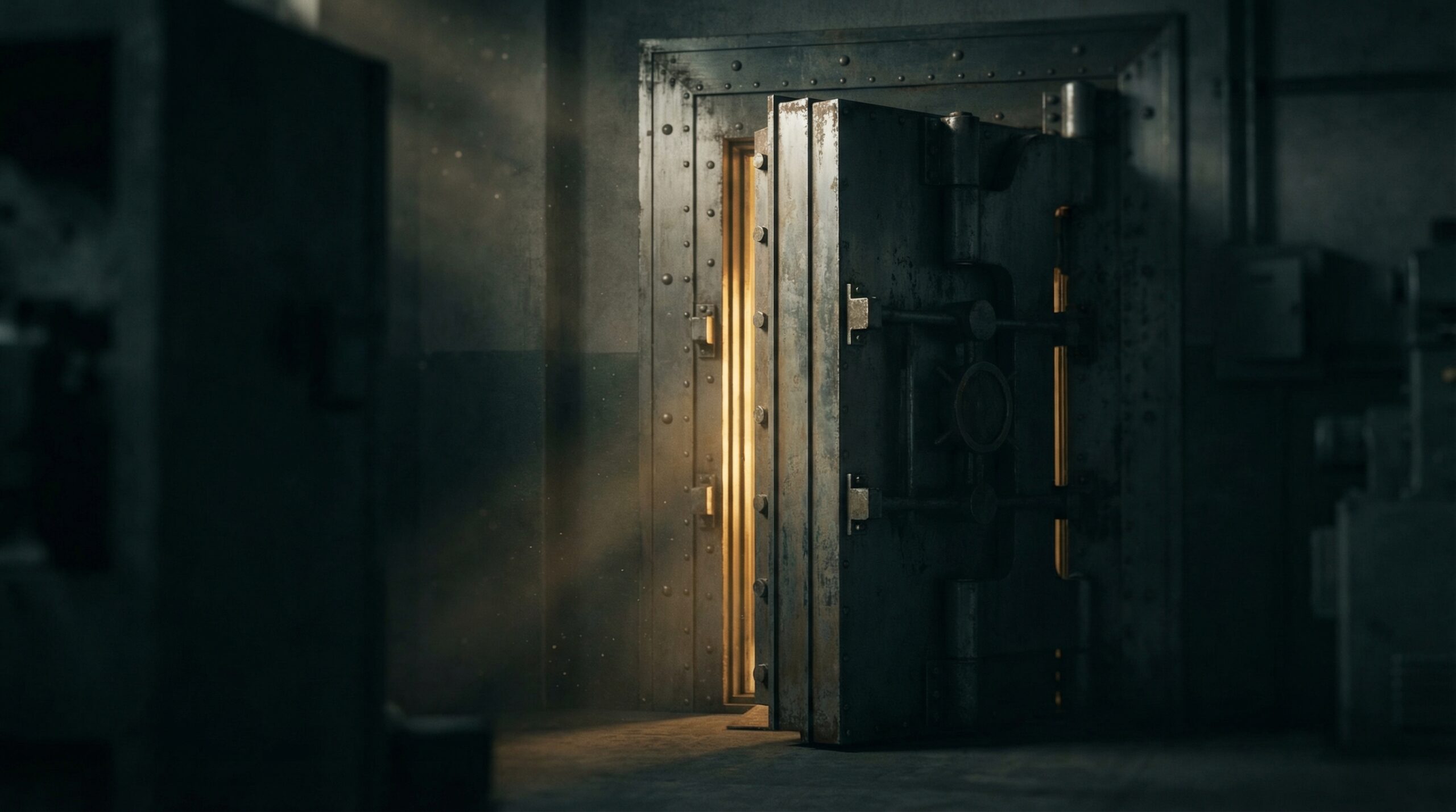 Blog 13 Schwerer tresor mit einem spalt offen und goldenem licht von innen - metapher fuer metabolische flexibilitaet